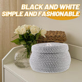 1 x RAW Customer Returns ifundom Cotton Rope Desk Basket Woven Storage Basket With Lid Round Laundry Basket Nordic Style Wardrobe Basket Sundries Organizer For Blankets Snacks - RRP €26.81