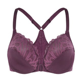 1 x RAW Customer Returns MELENECA Women s Front Closure Bra Racerback with Underwire Lace Large Sizes Unlined Grape Wine 105G - RRP €28.22