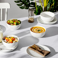 1 x RAW Customer Returns MALACASA, Regular Series, 4-piece porcelain cream white cereal bowl set, 750ml soup bowl, rice bowl, snack bowl, dessert bowl for salad, soups, ramen, fruit etc. 15.2x15.2x7.6cm - RRP €34.99