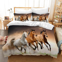 1 x RAW Customer Returns LLTTEER Bed Linen Set for Horses 3D Print Children s Animal Bed Linen Set 3 Pieces Microfibre Duvet Cover Set with Zip and Pillowcase 50 x 75 cm for Children White Horse, 220 x 240 cm  - RRP €20.4