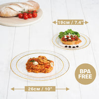 1 x RAW Customer Returns MATANA 40 transparent plastic plates with gold rim for weddings, birthdays, christenings, Christmas and parties, 2 sizes 20 x 26cm, 20 x 19cm - elegant, reusable and stable 2 sizes  - RRP €34.26