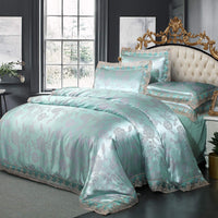 1 x Brand New Beyeutao Jacquard Duvet Cover Bed Linen 200x200 Elegant Bedding Sets 3 Piece Paisley Fabric Bed Linen Green with Duvet Cover Pillowcase. 200x200cm 2x80x80cm, Light Green  - RRP €45.96