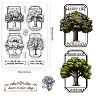 2 x Brand New CRASPIRE Nature Oak Tree Vintage Clear Rubber Stamp Forest Plants Text Flowers Transparent Silicone Seal Stamps For Journaling Card Making DIY Scrapbooking Handmade Photo Album Notebook - RRP €40.8