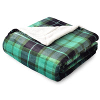 1 x RAW Customer Returns SOCHOW Checked Sherpa Blanket Fleece Blanket Cuddly Blankets Thick Sofa Blanket Couch Blanket Double Sided Super Soft Warm Luxurious Sofa Throw Fluffy Blanket 150 x 200 cm Green - RRP €37.37