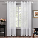 1 x RAW Customer Returns Deconovo White Semi-Sheer Voile Indoor Curtains, Curtains for Bedroom Living Room with Faux Linen Eyelet 2 Panels, 140X260 CM - RRP €22.99