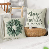 1 x RAW Customer Returns Dremisland Set of 4 Spring Cushion Covers 40 x 40 cm Eucalyptus Wreath Vase Decorative Cushion Covers Linen Green Plant Cushion Cover Sofa Decorative Cushion Sofa Cushion Cafe Garden Outdoor Home Decoration - RRP €17.53