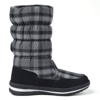 1 x Brand New Shenji women s snow boots with non-slip sole, half boots, checked winter boots, classic H9489, black grey 39  - RRP €42.42