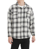 10 x Brand New Men s Long Sleeve Flannel Plaid Warm Coat, Relaxed Fit Casual Button Plaid Flannel Jacket for Men with 2 Pockets White-L - RRP €276.0