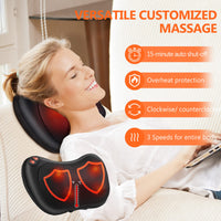 1 x RAW Customer Returns Shiatsu massager, massage pillow for neck, shoulder, back, back massager with rotating massage heads with heat function for office, home, Mother s Day gift - RRP €39.34