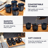 1 x RAW Customer Returns DUJUST Japanese Porcelain Tea Set, Unique Chinese Tea Set, Dark Blue - RRP €57.99