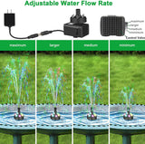 1 x RAW Customer Returns SZMP fountain adjustable bird bath fountain for outdoors 24H with colorful LED lights garden fountain 7 nozzles 5M power cable included Use in gardens, fish tanks, bird bath fountains - RRP €21.99