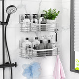 1 x RAW Customer Returns Orimade shower shelf without drilling SUS304 stainless steel shower shelf with 5 hooks shower baskets for bathroom kitchen toilet 2 pieces - RRP €28.99