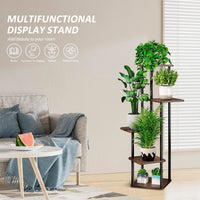 1 x RAW Customer Returns VASZOLA 5-Tier Wooden Flower Rack Plant Rack, Multi-Tier Flower Stand Plant Stand Flower Bench Flower Stairs Plant Stairs Standing Shelf for Indoor Garden Balcony Decoration Black Oak  - RRP €49.79