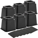 1 x RAW Customer Returns Okllen 6 Pack Bed Furniture Risers, 12.5 cm Heavy Duty Couch Lifts with Anti Slip Pads, Black Furniture Frame Lifts for Bed, Table, Sofa, Chair, Premium ABS Plastic, Support up to 3000 lbs - RRP €23.05