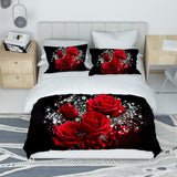 1 x RAW Customer Returns MIQEBX Girls Pink Bed Linen Colorful Flowers Bed Linen Red Rose Printed Bed Linen Comforter Set 3D Romantic Flower Duvet Cover Microfibre Duvet Cover with Zip Roses, 200 x 200 cm  - RRP €36.38