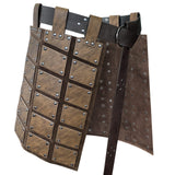 1 x RAW Customer Returns HiiFeuer Medieval Thigh Armor Made of Faux Leather, Retro Double Sides Waist Armor with Belt, Mercenary Knights Rock Armor for LARP Costume Brown A  - RRP €64.68