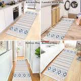 1 x RAW Customer Returns SHACOS carpet runner hallway 60x180 cm, bedside rug bedroom, hallway carpet runner cotton carpet kitchen runner washable, carpet hallway - blue, carpet runner bedroom - RRP €29.04