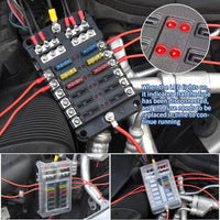 1 x RAW Customer Returns Car fuse holder with labels, MICTUNING 12-way fuse box with 30 fuses and LED display for boat, motorhome - RRP €19.04