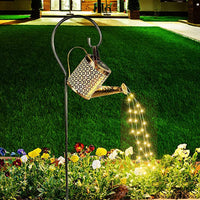 1 x RAW Customer Returns Solar watering can light with fairy lights, outdoor solar LED light for outdoor use, fairy lights for hanging, waterproof, decorative shower lights for garden table, patio, walkway copper coins  - RRP €20.0