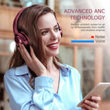 1 x RAW Customer Returns ZIHNIC Active Noise Canceling Headphones, 40 Hours Playback Time, Low Latency Wireless Bluetooth Over-Ear Headset, Game Mode Red  - RRP €49.99