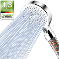 1 x RAW Customer Returns Magichome water-saving shower head, hand shower filter mineral stones and 5 jet types, pressure-increasing shower head with 3-layer filtration and additional stones, white, brushed - RRP €16.99