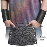 1 x RAW Customer Returns HiiFeuer Viking Vegvisir Embossed Leather Arm Armor 3 Colors LARP Gauntlet Leather Armor Bracer Black  - RRP €20.84