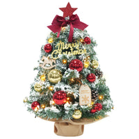 1 x RAW Customer Returns Dewur Mini Small Christmas Tree with Lighting, LED Tabletop, Artificially Decorated Small Christmas Tree for Christmas Decoration 60cm, Red with Gold  - RRP €39.66