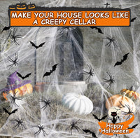 4 x Brand New Tarocat Halloween spider web horror decoration, Halloween spider web, 140g stretch spider webs, 50 fake spider and 24 bat stickers, decorative spider webs for outdoor party garden decoration - RRP €81.6