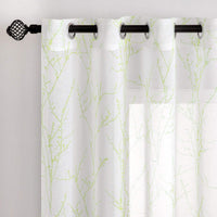 1 x RAW Customer Returns MIULEE Voile Curtain Sheer Transparent Curtain Set of 2 Tree Branches Printed Curtains with Eyelets Decorative Curtain Window Curtain for Bedroom and Living Room White 245 cm x 140 cm H x W Green - RRP €26.71