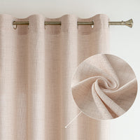 1 x RAW Customer Returns MIULEE living room curtains linen eyelet curtain linen look curtain boho curtain with eyelets semi-transparent linen curtain curtains set of 2 HxW 225x140 cm, beige-pink - RRP €31.25