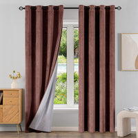 1 x Brand New EMEMA Pack of 2 100 opaque blackout curtains, velvet curtains with eyelets, thermal curtain, eyelet curtain, blackout curtains for bedroom, living room, 140 x 175 cm, rubber powder - RRP €42.66