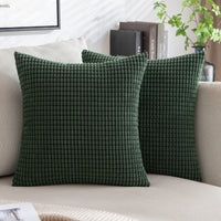 1 x RAW Customer Returns MIULEE Set of 2 Corduroy Velvet Decorative Cushion Covers Sofa Cushion Decorative Cushion Couch Cushion Cushion Cover Cushion for Living Room Bedroom 50 x 50 cm Dark Green - RRP €23.18