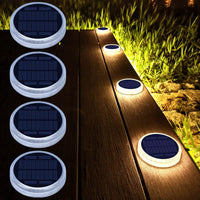 1 x RAW Customer Returns Lacasa 4 Pack Outdoor Solar Lights, Solar Garden Lamp 24 LED 360 Lighting IP68 Waterproof Auto ON OFF Solar Floor Light for Step Garage Pathway Deck Entrance Street Fence - Warm White - RRP €47.99