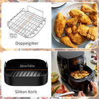 1 x RAW Customer Returns FUNYKICH Square Airfryer XXL Accessories with Airfryer Silicone Mold 21cm, Hot Air Fryer Accessories for XXL 4.2-5.8L COSORI, Philips, Tefal, Ninja, Tower and other XL 4.5-6.8L Air Fryers 9 Pieces  - RRP €47.01