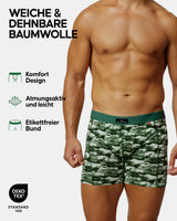 1 x RAW Customer Returns Men s boxer shorts, 3-pack of classic underpants made of soft cotton, retro shorts, Cotton Essential, black, grey, blue multi-coloured 1x camouflage blue, 1x black, 1x camouflage green , m  - RRP €30.95