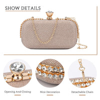 1 x Brand New EVEOUT Women s Shiny Sequins Evening Clutch Handbag with Rhinestones Elegant Crossbody Bag Shoulder Bags Wedding Party Purse Bridal Bag - RRP €24.92