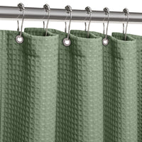 1 x RAW Customer Returns ZARCKER Waterproof Shower Curtain, 182x92CM, Waffle Bath Curtain with Impermeable Coating, Anti-Mold Fabric Textile Shower Curtain with 12 Shower Curtain Rings Washable - Light Green - RRP €24.62