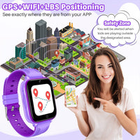 1 x RAW Customer Returns Kids Smartwatch Phone, 1.69 inch Kids Smartwatch Phone 4G with Video Phone Call, Kids GPS Watch with Alarm, Face Unlock, WiFi Smartwatch for Boys and Girls Purple Spare Strap  - RRP €91.2