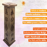 1 x RAW Customer Returns Incense Burner Wooden Tower Hand Carved in India Exclusive and Unique Design 30 x 8 x 8 cm Weight 190 g Wooden Incense Holder - RRP €14.5