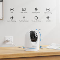 1 x RAW Customer Returns Cinnado baby monitor with camera surveillance indoor - 2K 360 degree WLAN camera for baby pet, WiFi IP pet camera with app, night vision, compatible with Alexa, D1 Set 2 - RRP €59.99