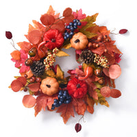 1 x RAW Customer Returns Valery Madelyn 40cm autumn decoration door wreath, autumn decoration, door wreath with artificial fabrics pumpkin, pine cones, grapes for front door Thanksgiving home window party decoration - RRP €28.22