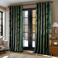 1 x RAW Customer Returns MIULEE Curtains Velvet with Gold Foil Leaves Pattern, 2 Pieces Dark Green Curtains with Eyelets, Each 225 CM High, Super Soft Opaque Curtain for Decoration Living Room Bedroom, Beautiful Velvet Curtain - RRP €41.53