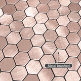 1 x RAW Customer Returns BeNice Hexagonal Adhesive Metal Mosaic Tiles, Bathroom Tile Sticker 10 Piece Gold  - RRP €51.73