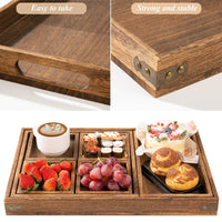 1 x RAW Customer Returns Yangbaga tray serving tray 7 pieces made of wood, with handles, rectangular tray for dishes, drinks, breakfast tray, serving tray party reception or decorative tray - RRP €33.52