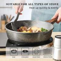 1 x RAW Customer Returns SENSARTE non-stick pan 28cm, deep frying pan with lid, Swiss granite coating cooking pan, healthy stone pan, cookware cooking pan, induction suitable, PFOA-free - RRP €59.99