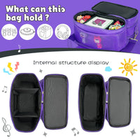 5 x Brand New Triple music box bag children s luggage plenty of space for Toniebox figures Tigerbox transport foil listening figures music boxes music cube charger headphones accessories adjustable inner compartments purple leather  - RRP €99.95