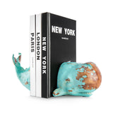 1 x RAW Customer Returns Bookends whale decorative bookend on artificial stone polyresin Bookend weighs 1.25 KG, solid filled core Non-slip base, surface structured and hand-painted - RRP €49.9