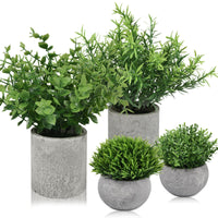 1 x Brand New Pack of 4 artificial plants in pots, small artificial eucalyptus plant, artificial plastic plants like real ones, mini fake plants for bathroom, living room, windowsill, desk, interior decoration - RRP €24.99