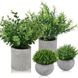 7 x Brand New Pack of 4 artificial plants in pots, small artificial eucalyptus plant, artificial plastic plants like real ones, mini fake plants for bathroom, living room, windowsill, desk, interior decoration - RRP €174.93