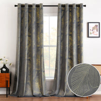 1 x RAW Customer Returns MIULEE Curtains Velvet with Gold Foil Leaves Pattern, 2 Pieces Grey Velvet Curtains with Eyelets, Each 260 cm High, Super Soft Velvet Curtain Opaque for Decoration Living Room Bedroom, Beautiful Velvet Curtain - RRP €42.35